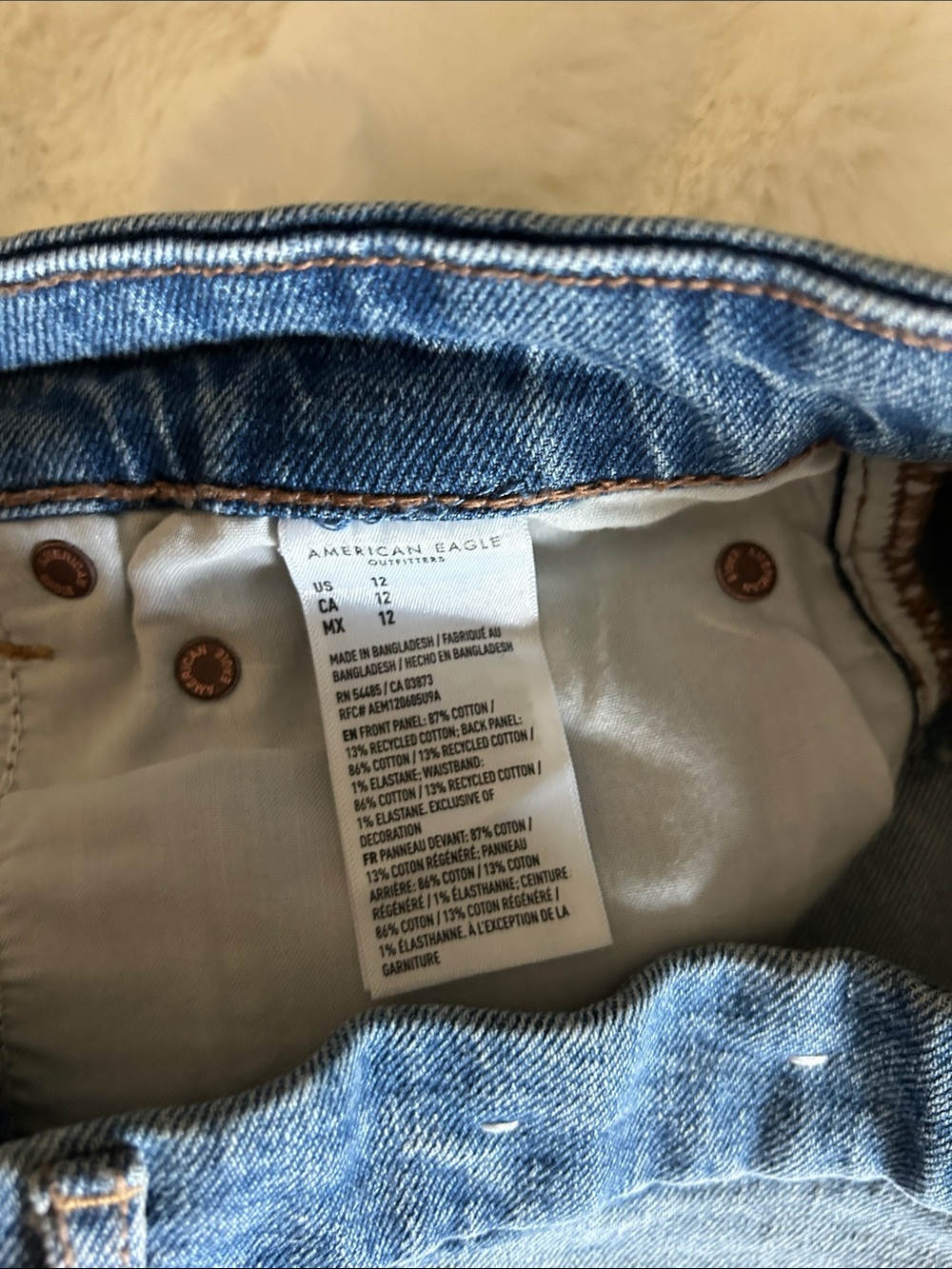 American Eagle Outfitters Light Blue Distressed Denim Shorts with Frayed Hem - Picture 6 of 8